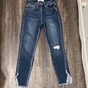 KanCan Dark Blue Distressed Ankle Jeans